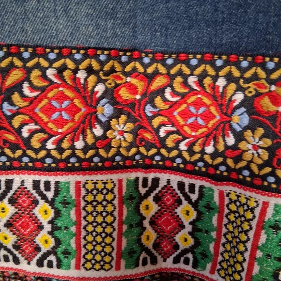 Cato Tribal Aztec Fringe Denim Skirt.  Size 16 NWT - Picture 6 of 16